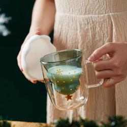 聖誕樹雙層玻璃杯