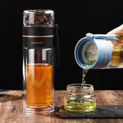茶水分離雙層玻璃杯