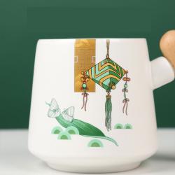 端午木柄陶瓷杯